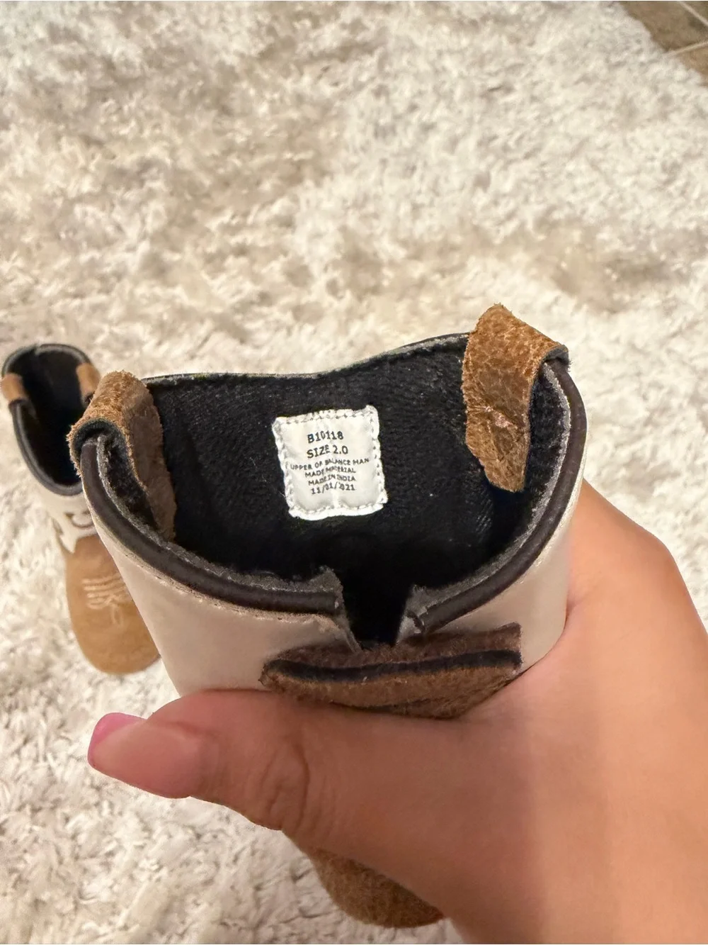 Boot Barn Infant Boys' Luke Little Horseshoe Western Boots - White & Tan